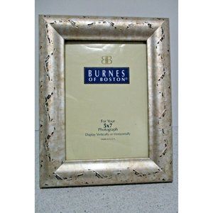 *Burnes of Boston Gray Distressed Carved Design 5"x 7" Table Top Photo Frame